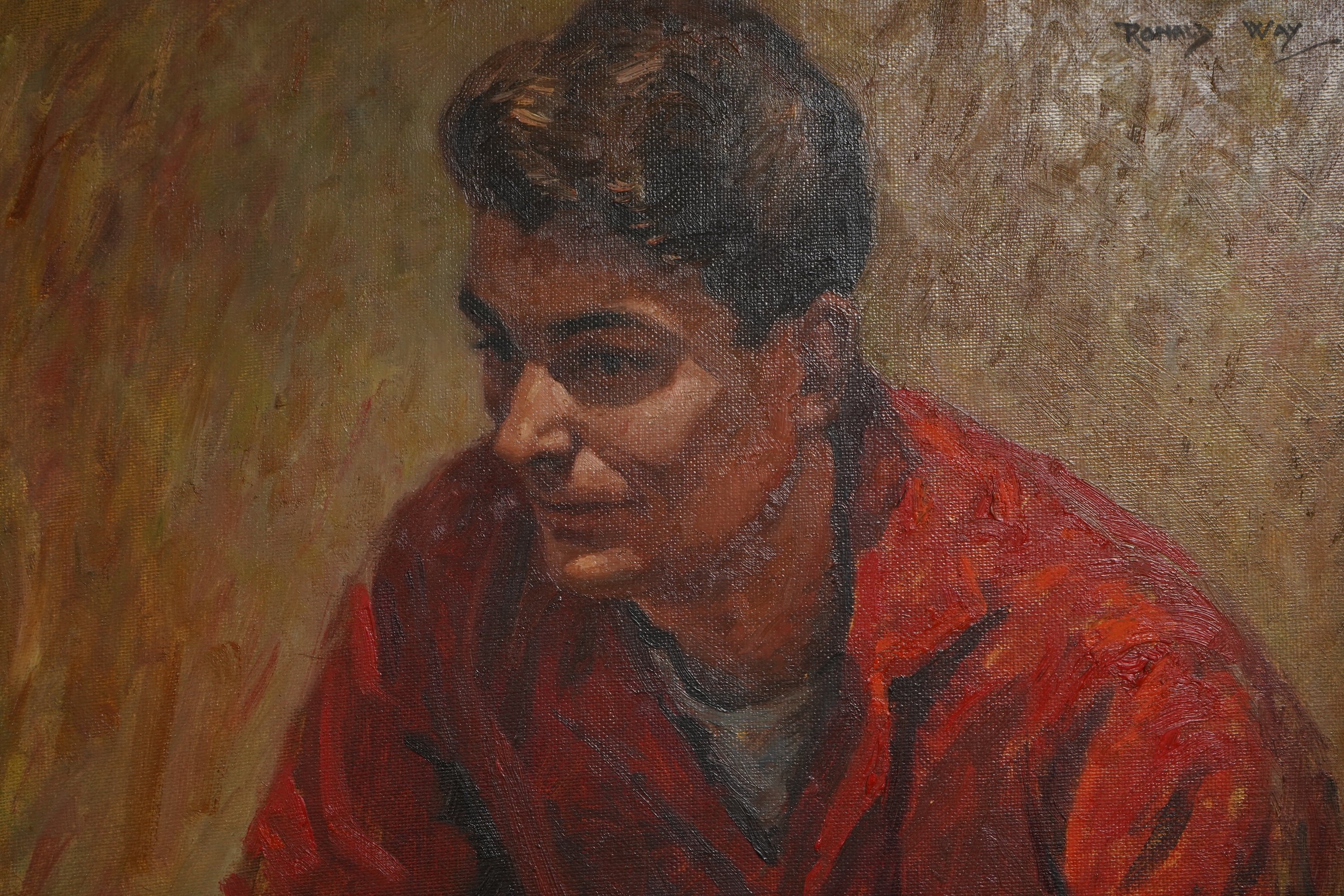 Ronald Way (20th. C), Portrait of a seated gentleman, Modern British oil on board, signed, 49 x 39cm